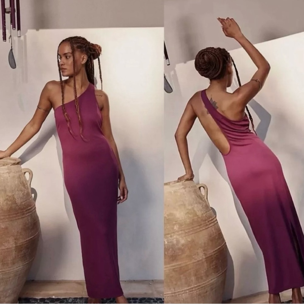 Free People One Shoulder Dress in Plum